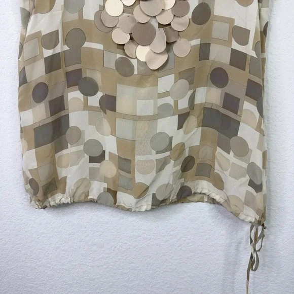 Akris Punto Shirt Womens 6 Neutral Geometric Circles Squares Quiet Luxury Artsy - Picture 4 of 8